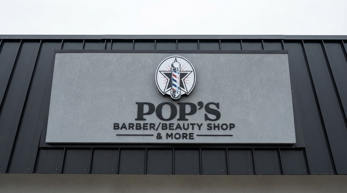 Pop's Barber & Beauty Shop storefront signage